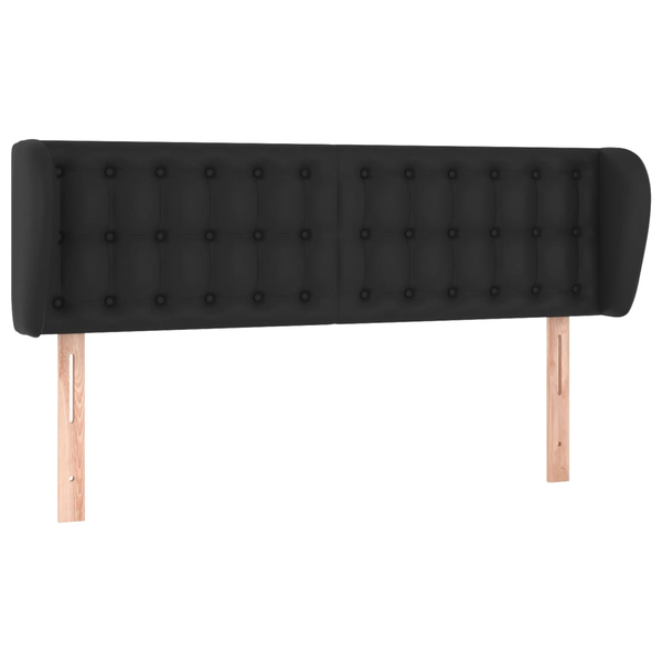 Tăblie de pat cu aripioare negru 147x23x78/88cm piele ecologică