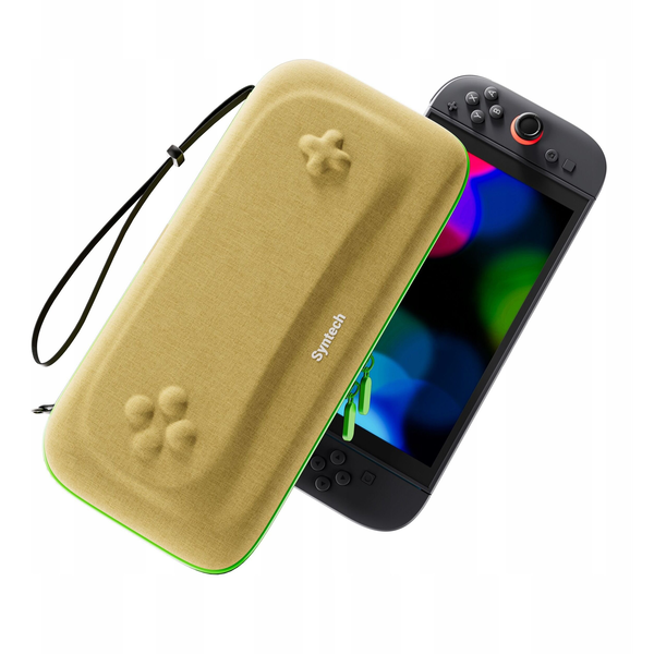 Twardy Sztywny Pokrowiec Futerał Etui Walizka Case Do Nintendo Switch 2 / G11 Beżowy Z Zielonym Zamkiem
