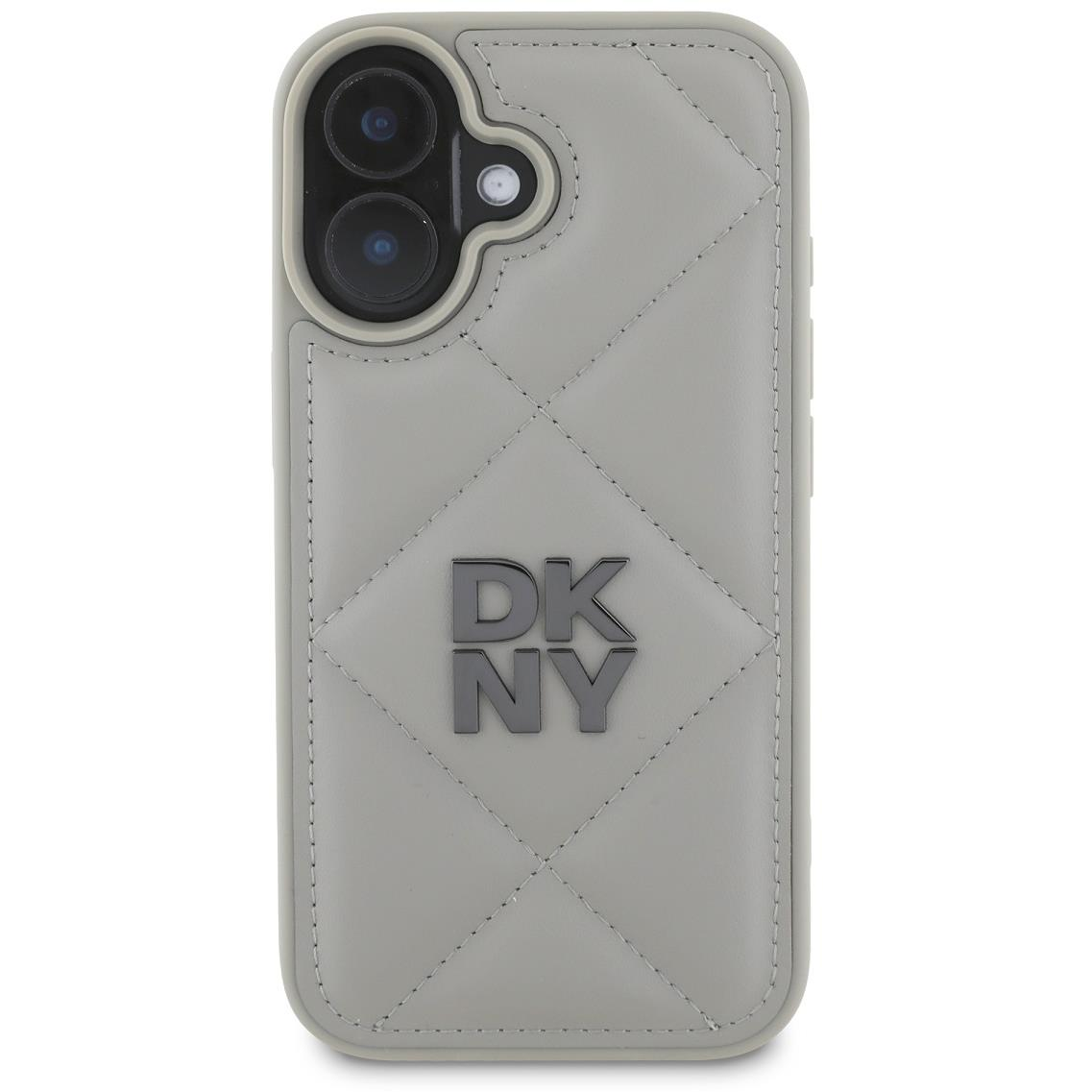 DKNY PU Leather Quilted Stack Logo iPhone 16 Plus Grey tok (DKHCP16MPQDSLG)