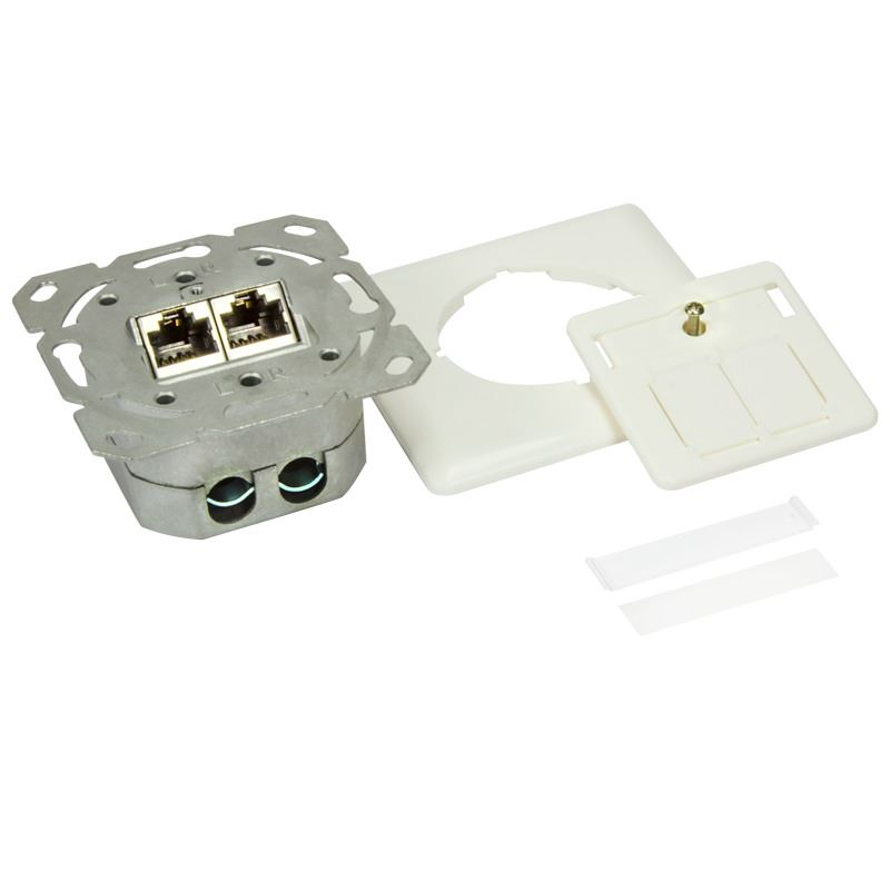 Logilink fali csatlakozó aljzat 2xRJ45 Cat6 árnyékolt fehér (NP0023V) (NP0023V)