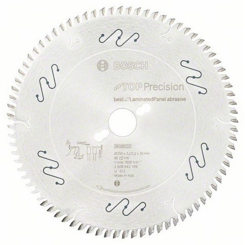 Bosch Accessories Top Precision 2608642109 Keményfém körfűrészlap 250 x 30 x 3.2 mm Fogak száma (collonként): 80 1 db (2608642109)