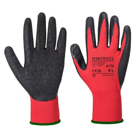 PORTWEST Flex Grip latex védőkesztyű XL-es méret piros-fekete (A174R8RXL)