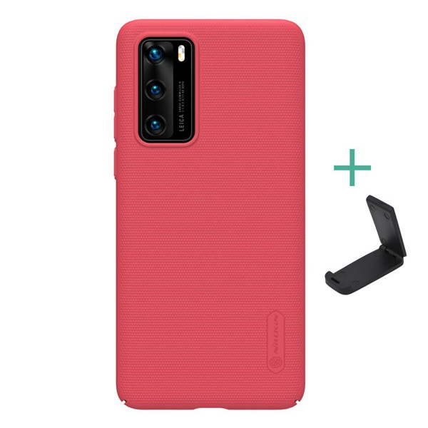 NILLKIN SUPER FROSTED műanyag telefonvédő (gumírozott, érdes felület + asztali tartó) PIROS [Huawei P40] (5996457986859)