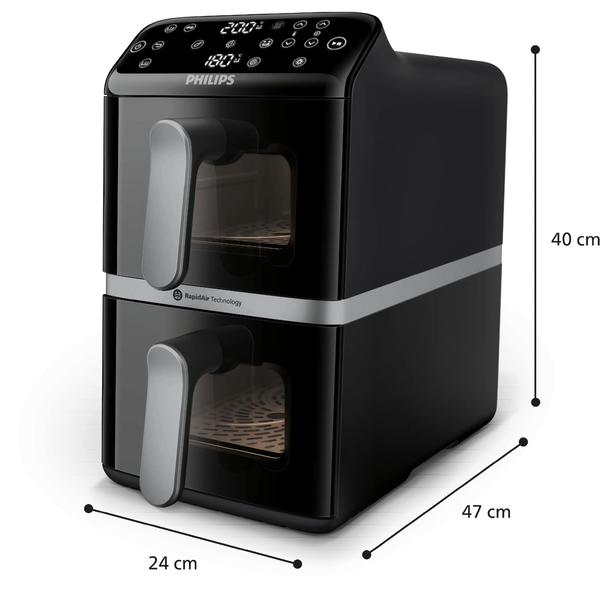 Philips 4000 series NA461/00 frituregryde Dobbelt 10 L Enkeltstående 2750 W Varmluftsteger Sort, Sølv