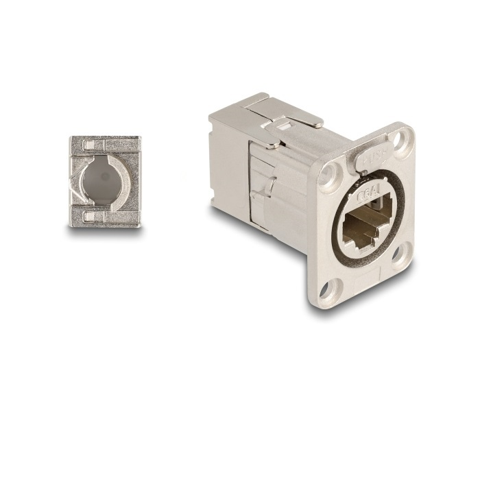 Delock D-típusú RJ45 beépített csatlakozó LSA kapcsolattal Cat.6A STP fém (67064) (67064)