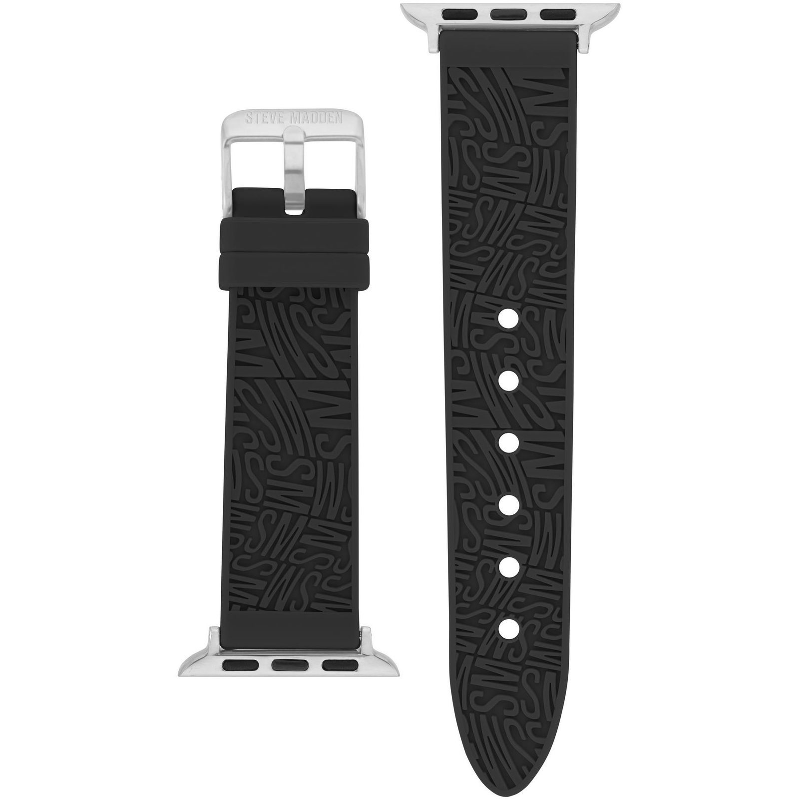 Steve Madden Apple Watch 38/40/41 mm WS/1003BKSV384041 szíj, férfi, szilikon - fekete (WS/1003BKSV384041)