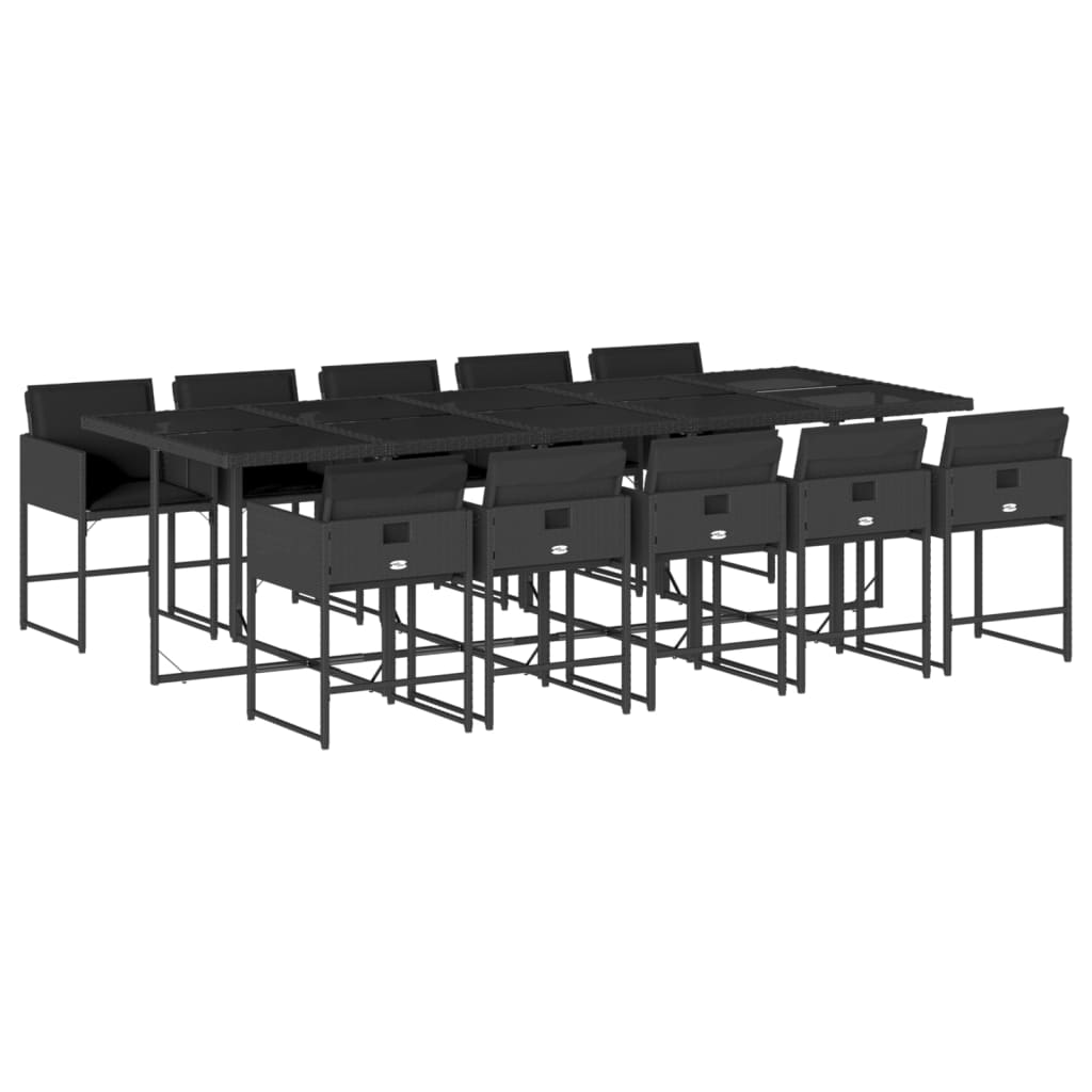 11 részes fekete polyrattan kerti étkezőgarnitúra párnákkal (3278058)