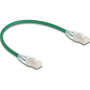 Delock RJ45 hálózati kábel Cable Cat.6A apa   apa hajlított csatlakozóval U/FTP Slim 0,3 m, zöld (80363)