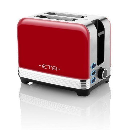 Eta 916690030 Ретро тостер, 2 филийки, 7 степени на печене, 930W, червен