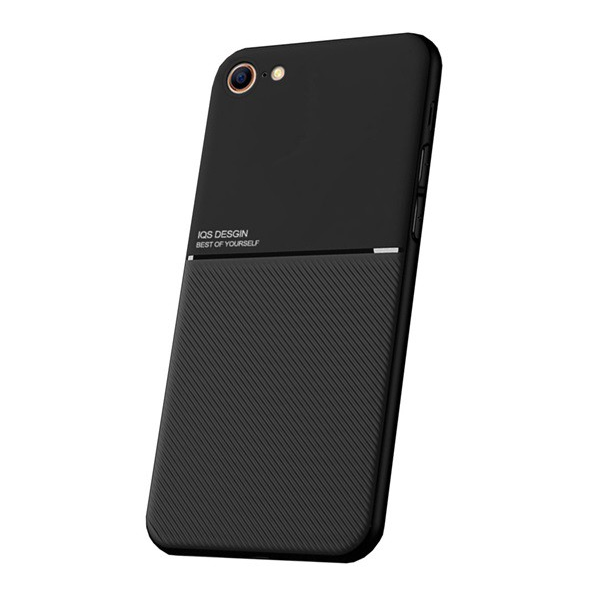 Műanyag telefonvédő (szilikon keret, közepesen ütésálló, beépített fémlemez, bőr hatású hátlap, csíkos minta) FEKETE [Apple iPhone SE 3 (2022)] (5996457991860)