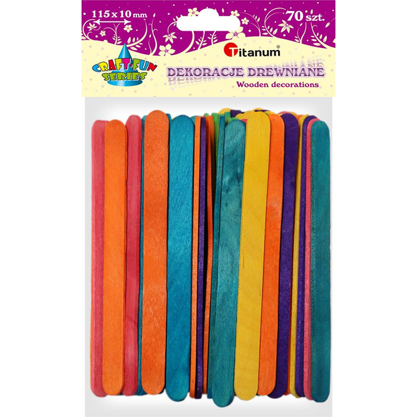  Titanum Dekoracyjne drewniane patyki 115x10mm 70szt.mix kolor (EB106)