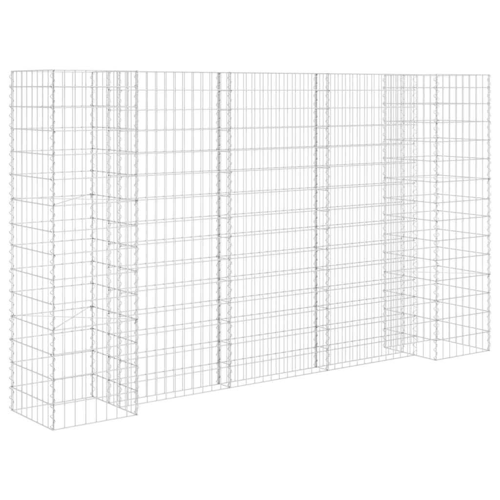 H alakú acéldrót virágtartó gabion 260 x 40 x 150 cm (145663)