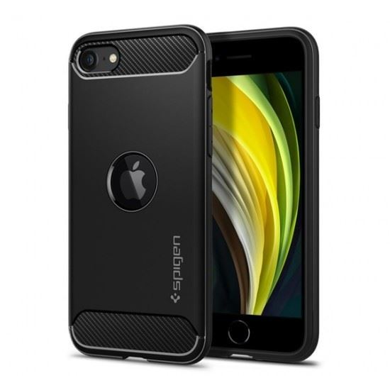 Husa Antisoc Spigen Rugged Armor pentru iPhone SE 2 / iPhone SE 3, Negru