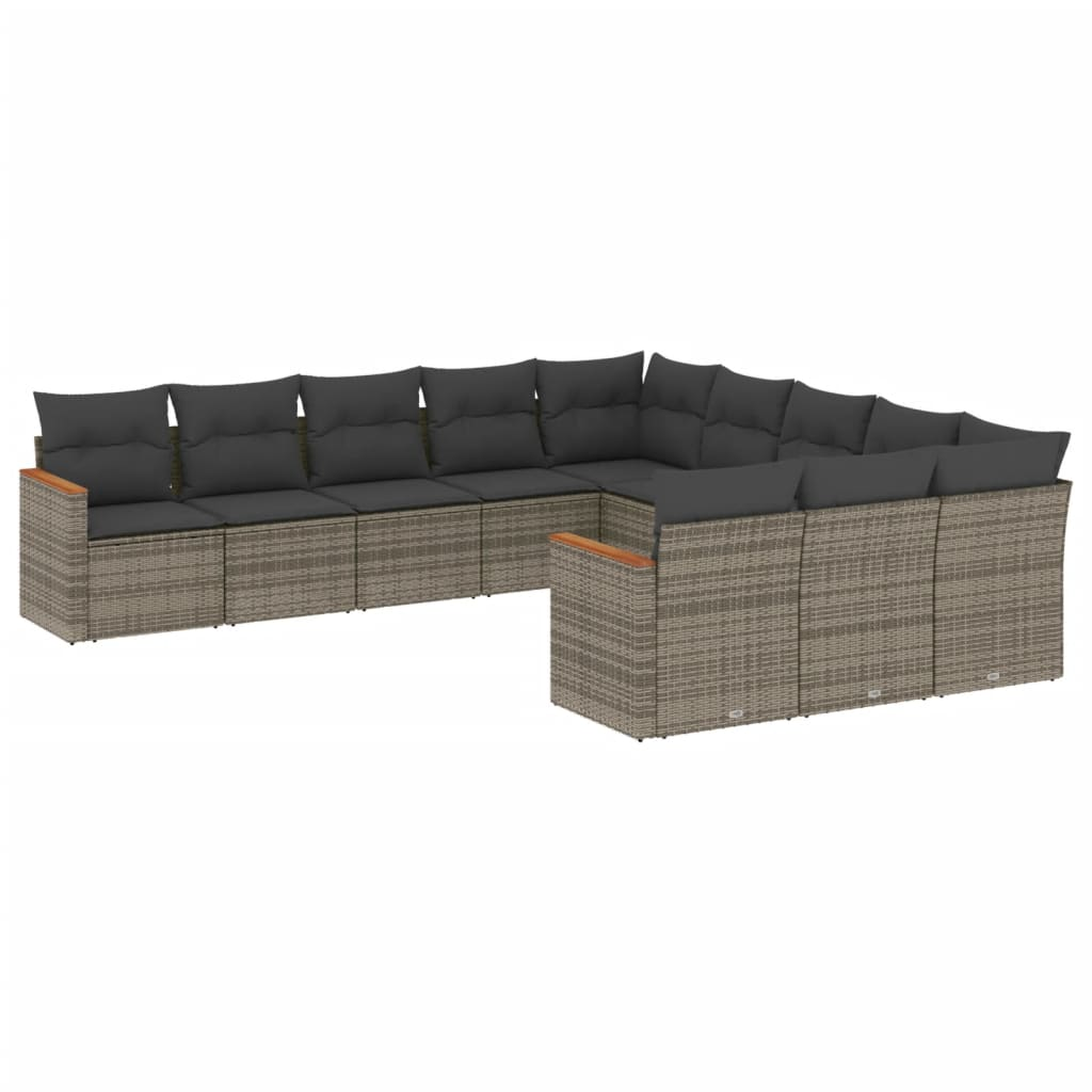 11 részes szürke polyrattan kerti ülőgarnitúra párnákkal (3226431)