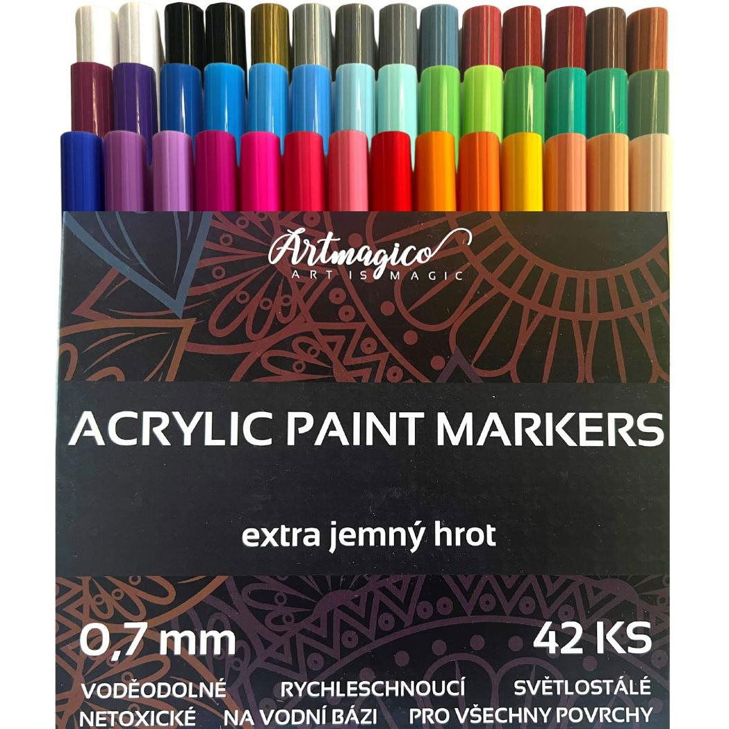 Artmagico Akrylový popisovač s extra jemným hrotem (0,7 mm) 42 ks (0011)