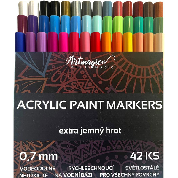 Artmagico Akrylový popisovač s extra jemným hrotem (0,7 mm) 42 ks