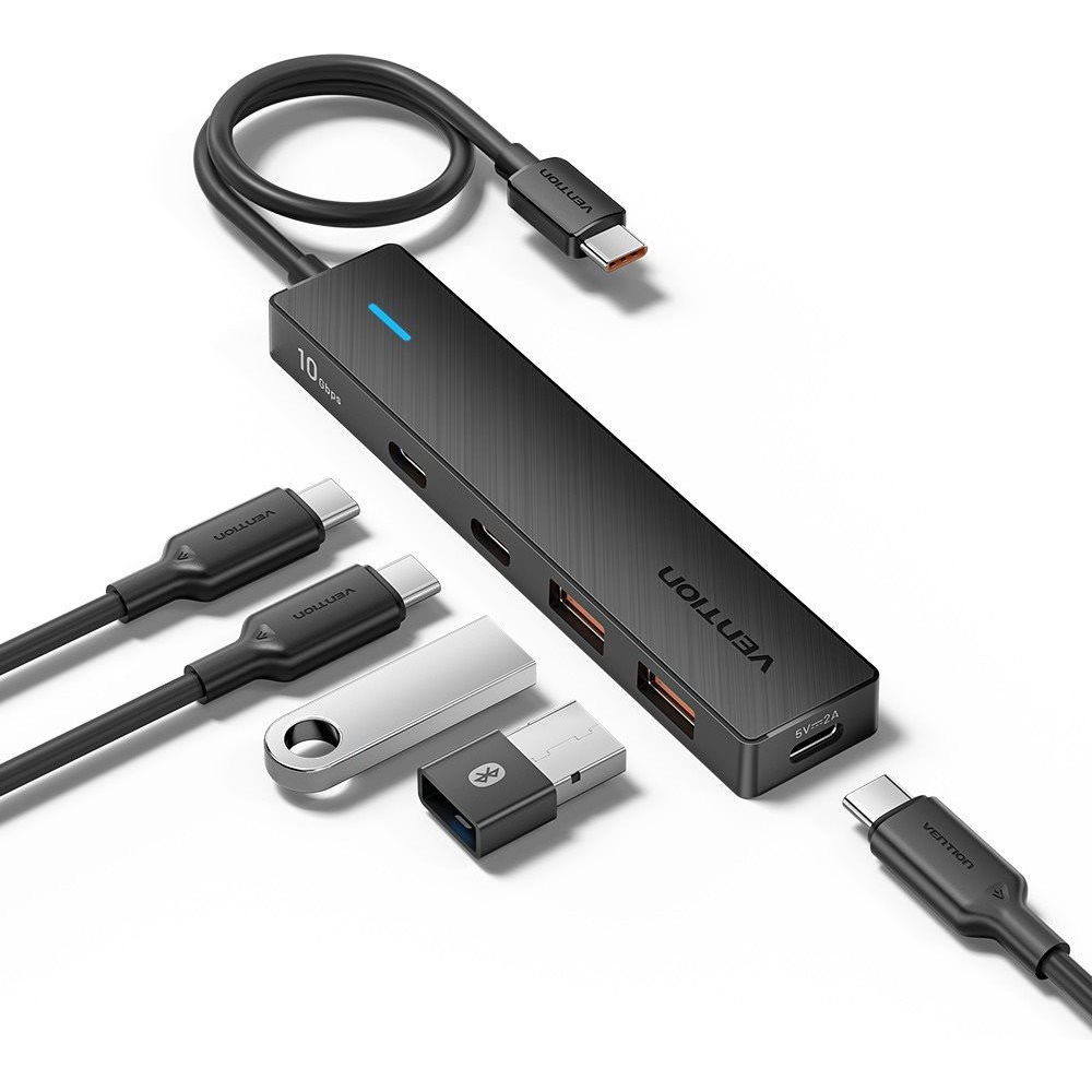 Vention 5-in-1 USB-C to 3 x USB-C / 2 x USB 3.2 Gen 2 10G Hub 0,15M Black (CHYBB)