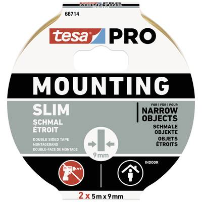 Tesa  Mounting PRO Schmal (66714-00000-00) Rögzítő szalag Fehér (H x Sz) 10 m x 9 mm 2 db