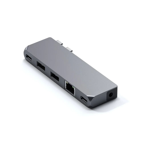 Докинг станция Satechi Pro, Алуминиев мини хъб, 1xUSB4 96W, 1xHDMI 6K 60Hz, 2xUSB-A 3.0, 1xEthernet, 1xUSB-C, 1xAudio, Космическо сиво