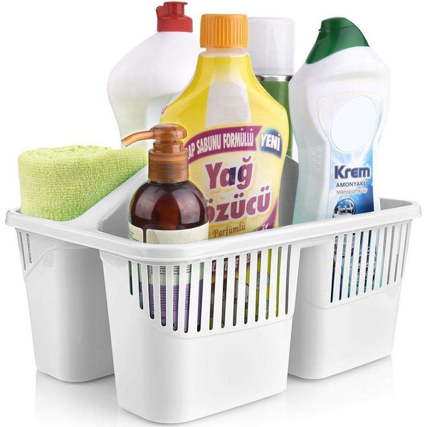 Tisztítószer kosár, műanyag, fehér