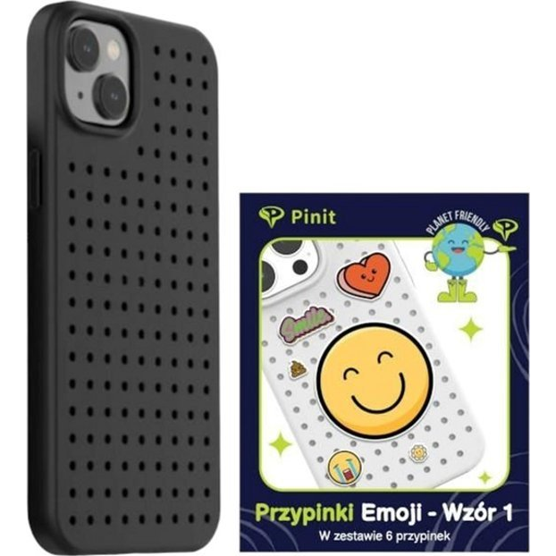Etui Pinit Dynamic + Emoji Pin iPhone 14 Plus / 15 Plus 6.7" Fekete Minta 1 Tok (KAT06695)