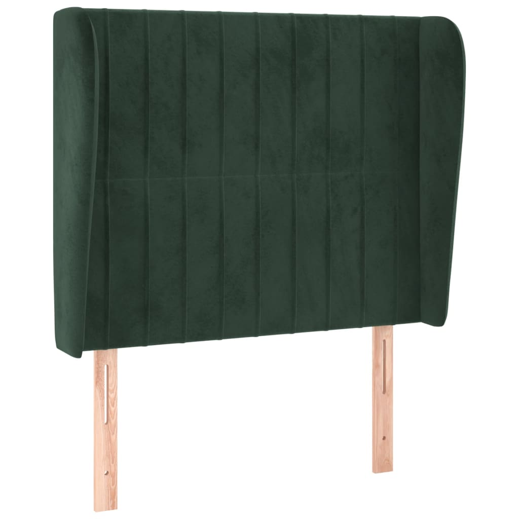sötétzöld bársony fejtámla szárnyakkal 93 x 23 x 118/128 cm (3118233)