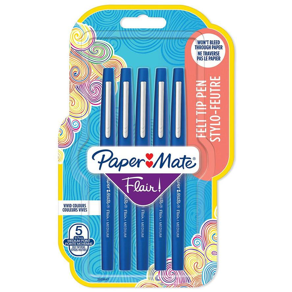 PAPER MATE Faserschreiber Flair 5er  M 0.7 mm Blister (2028647)