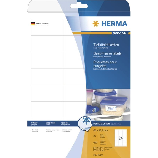 HERMA Tiefkühletiketten A4 weiß 66x33,8   mm Papier 600 St.