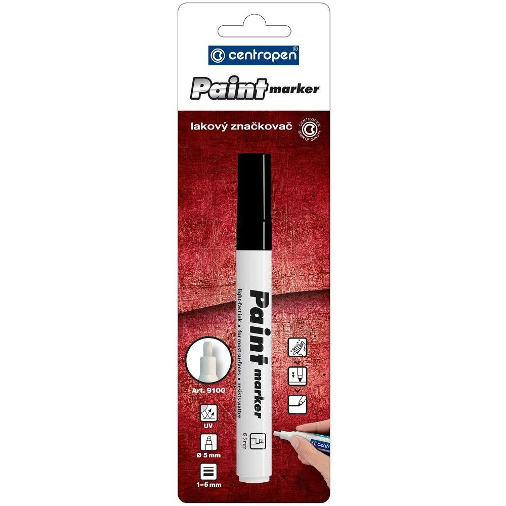 Centropen 9100 Lakkmarker, fekete, BL csomagolás (8595013625248)
