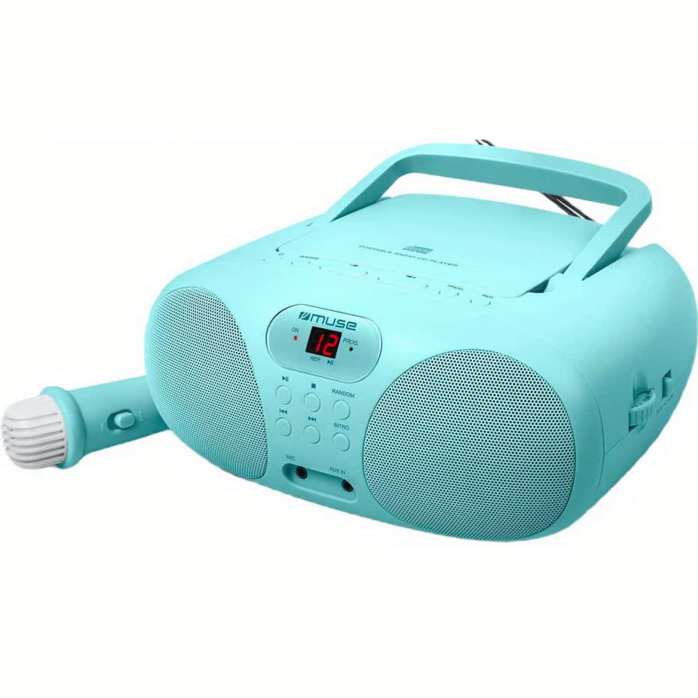 Muse MD-203 KB Hordozható CD Lejátszó Rádió + Mikrofon - Világoskék (MD-203 KB)