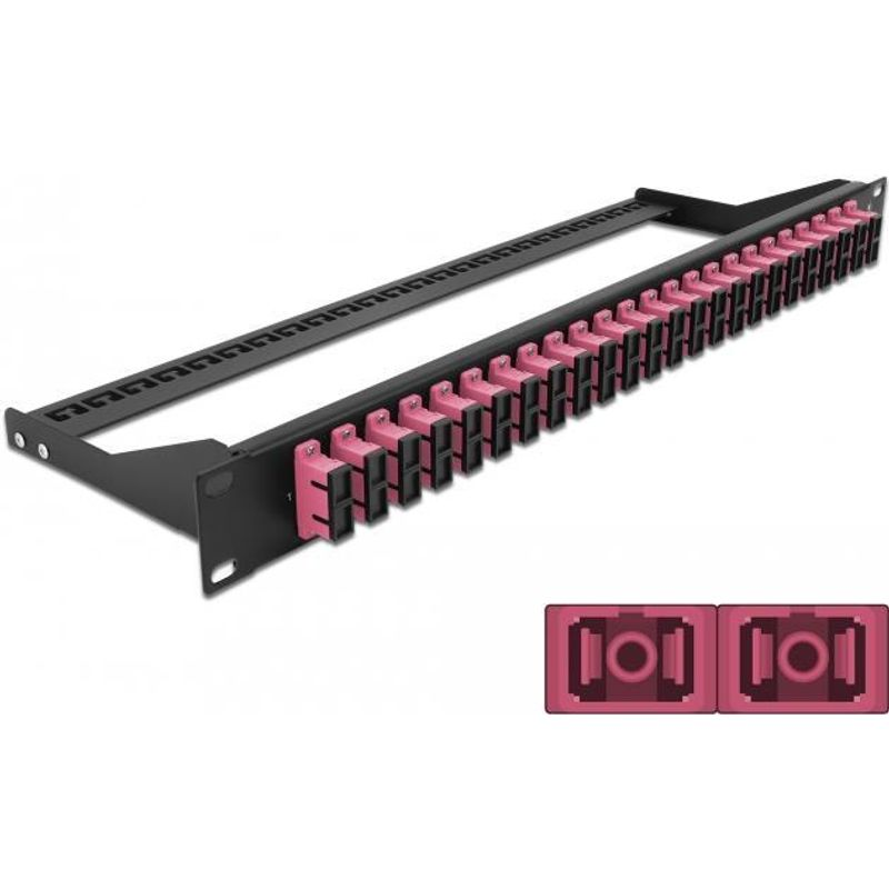 Delock 19 száloptikás csatlakozó panel 24 portos SC Duplex ibolya (43396)