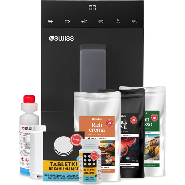 Ekspres ciśnieniowy 4Swiss 4Swiss A23 Siena + zestaw kaw 3x 500g + środki czystości i filtr