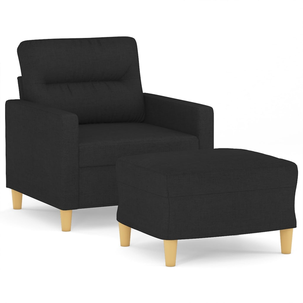 fekete szövet kanapéfotel lábtartóval 60 cm