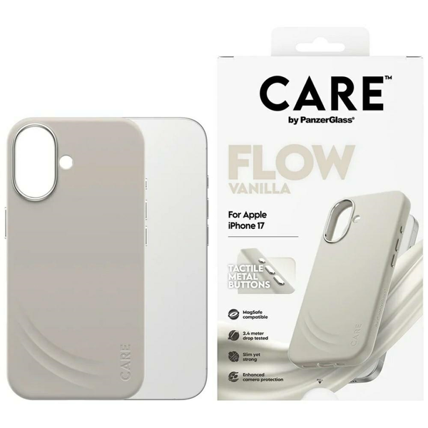 PanzerGlass CARE™ by ® Flow Case Vanilla w. MagSafe iPhone 17 mobiltelefon etui 16 cm (6.3") Cover Beige