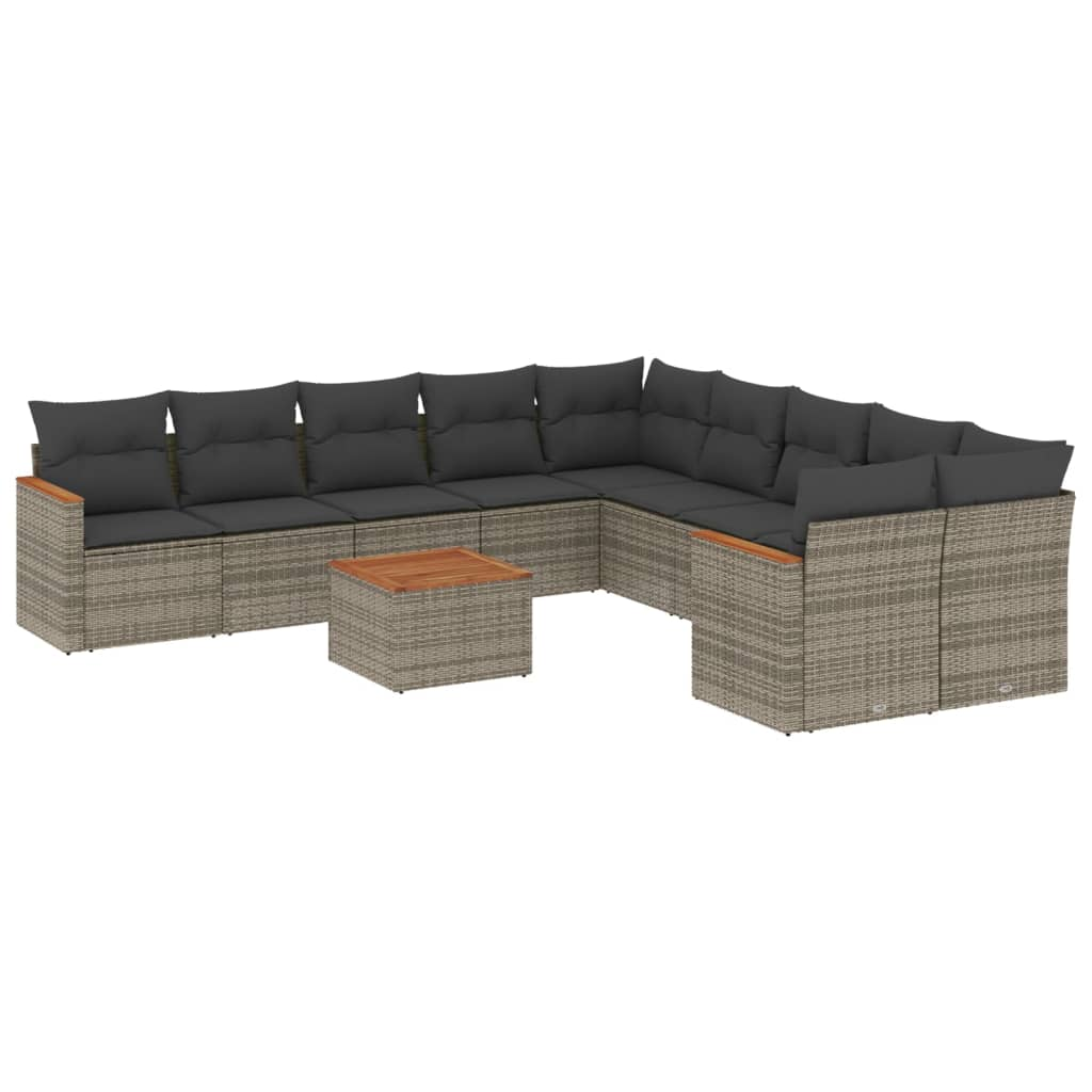 11 részes szürke polyrattan kerti ülőgarnitúra párnákkal (3258763)