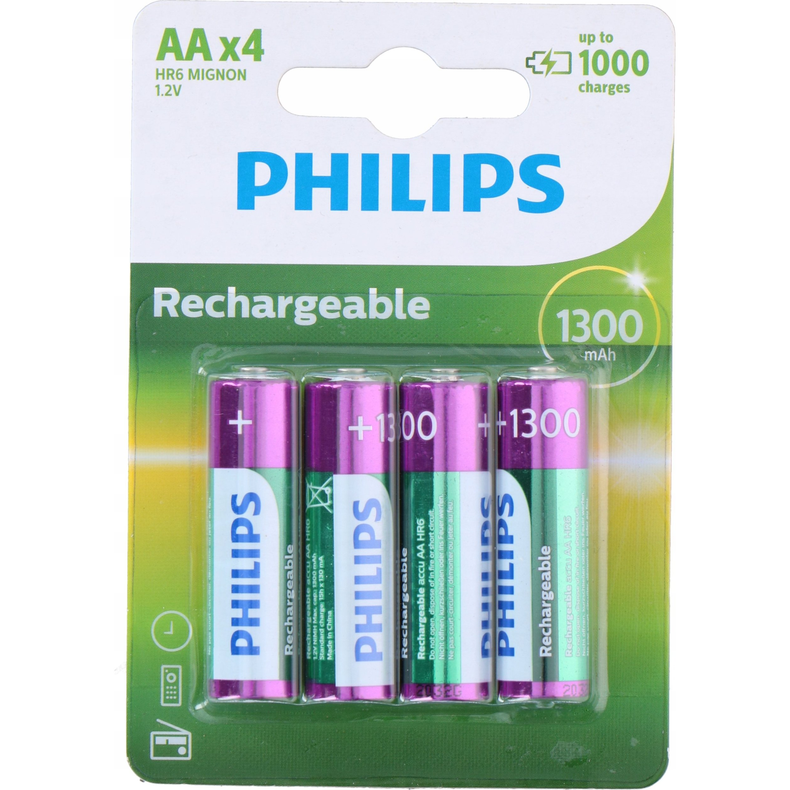 Philips Rechargeables R6B4A130/10 háztartási elem Újratölthető elem Nikkel-fémhidrid (NIMH) (R6B4A130/10)