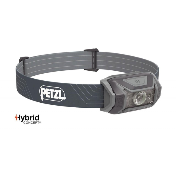 Челник Petzl Tikka 2022, 350 лумена, водоустойчивост IPX4, сив, 75x45mm