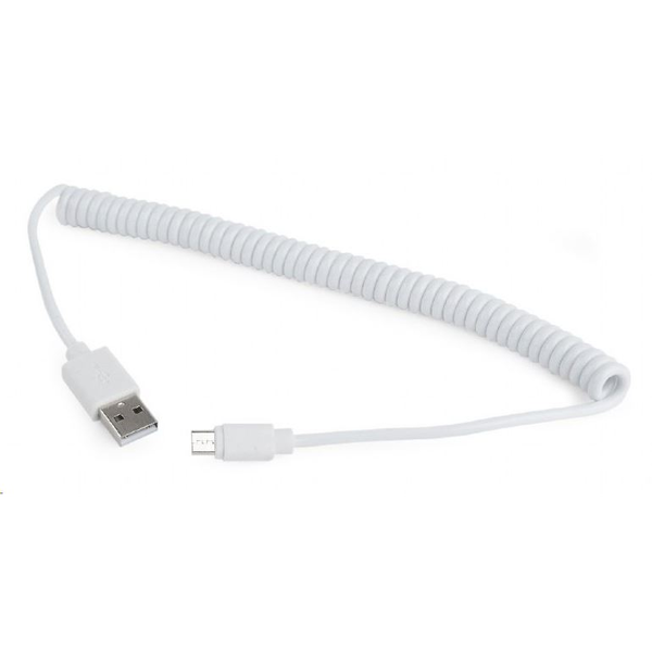gembird Gedrehtes USB A auf Micro-USB Kabel, 1,8m, weiß