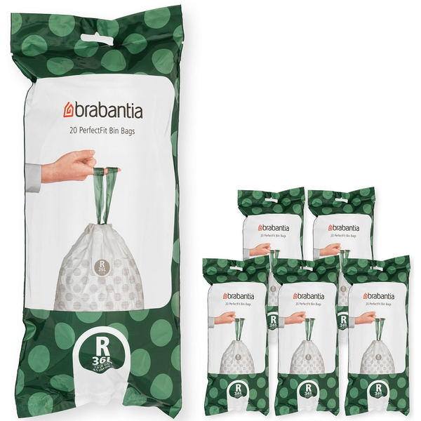BRABANTIA PerfectFit szemeteszsák R méret 36L Multipack 120 zsák 6 tekercs 20 zsák/tekercs - 138584