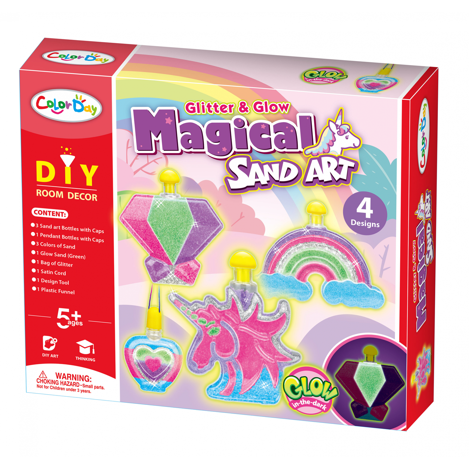 Color Day Sötétben világító homok üvegdísz készlet - Varázslat (4 db/csomag) (8933)