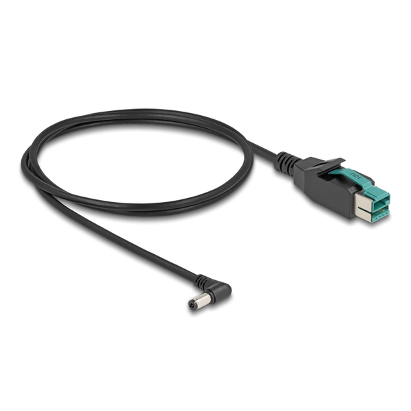 Kábel PoweredUSB (12V) na DC 5,5x2,1mm, zahnutý konektor, dĺžka 1m Delock