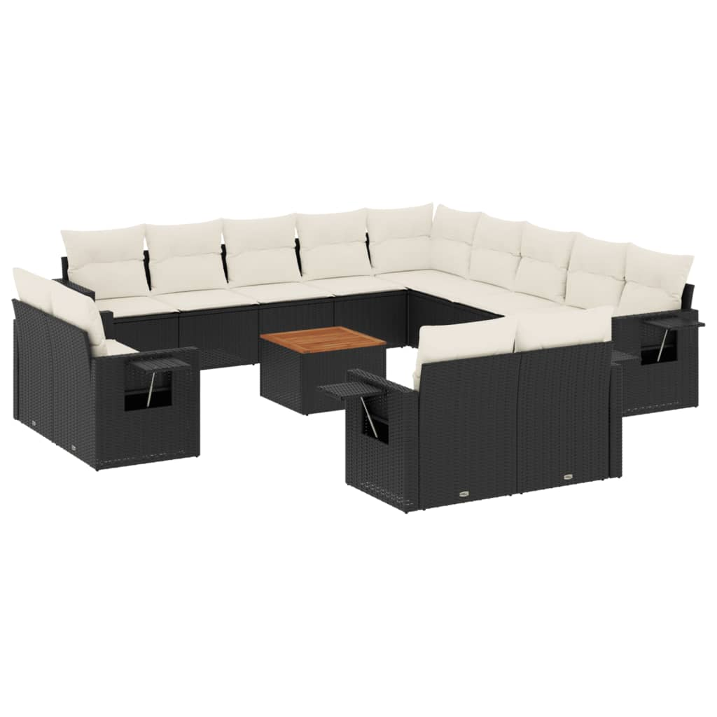 14 részes fekete polyrattan kerti ülőgarnitúra párnákkal (3257169)