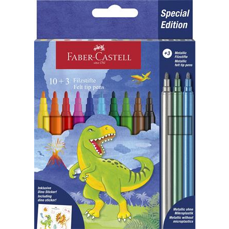 Faber-Castell Filctoll készlet,  "Dinoszaurusz" 10 különböző szín + 3 metál (TFC554214)