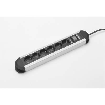 Hálózati elosztó kapcsolóval, 6 részes, alu/fekete, Bachmann Electric 330071 (330071)