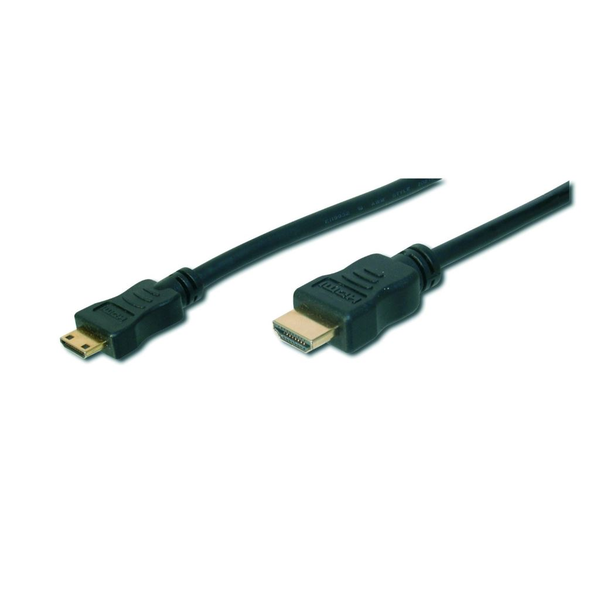 Високоскоростен свързващ кабел, Assmann, HDMI A мъжки miniHDMI C мъжки, 2 м, черен