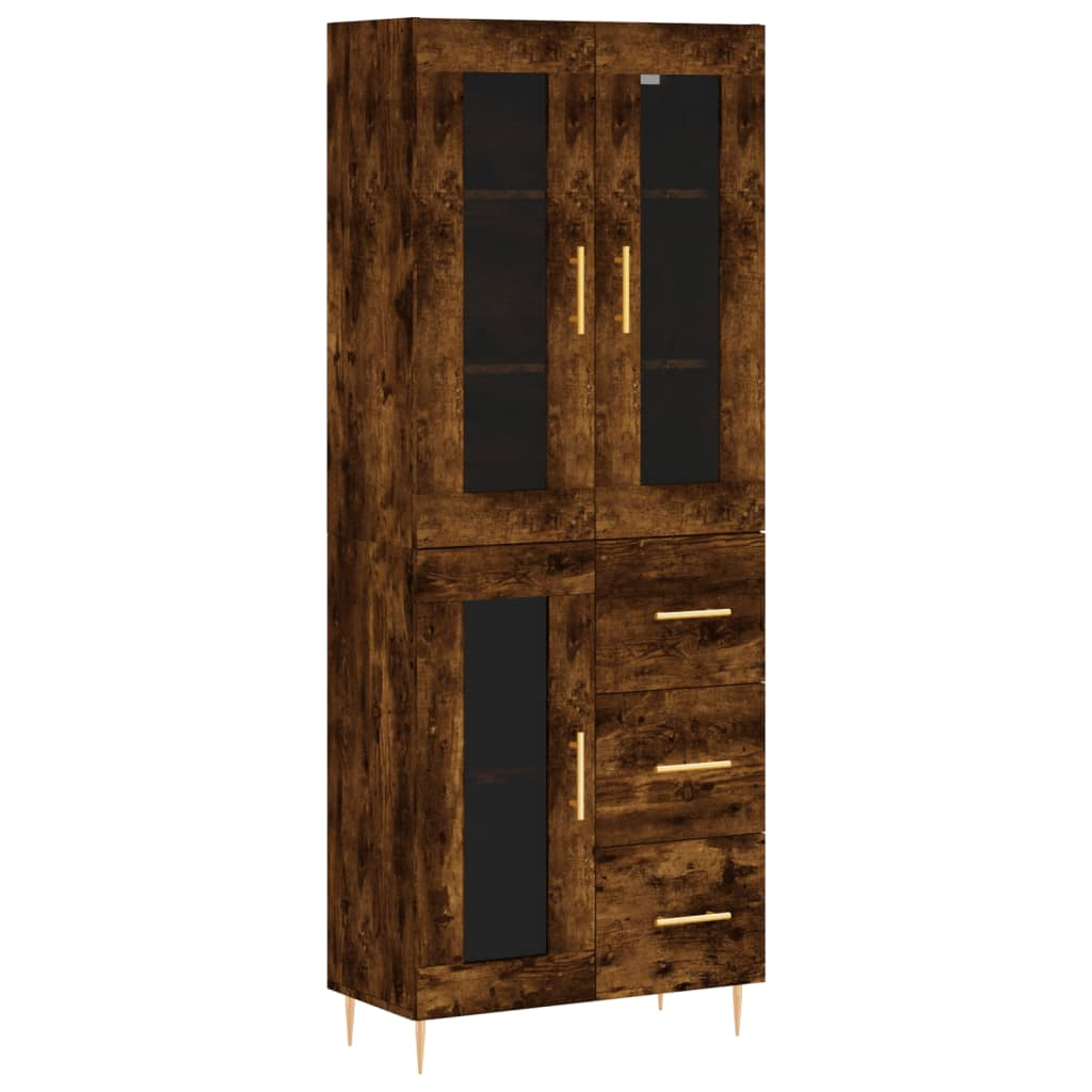 füstös tölgy színű szerelt fa magasszekrény 69,5 x 34 x 180 cm (3198590)