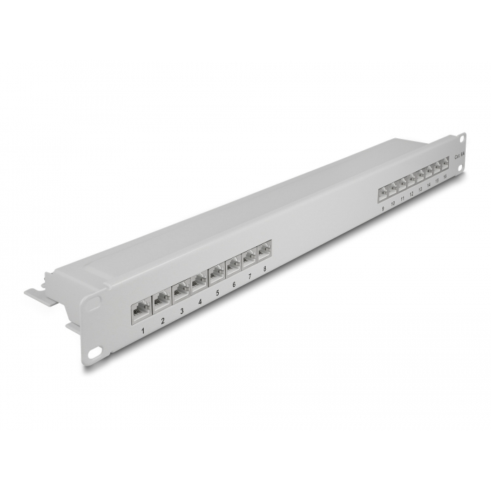 Delock 19 patch panel 16 porttal Cat.6A 1U szürke (66877) (66877)