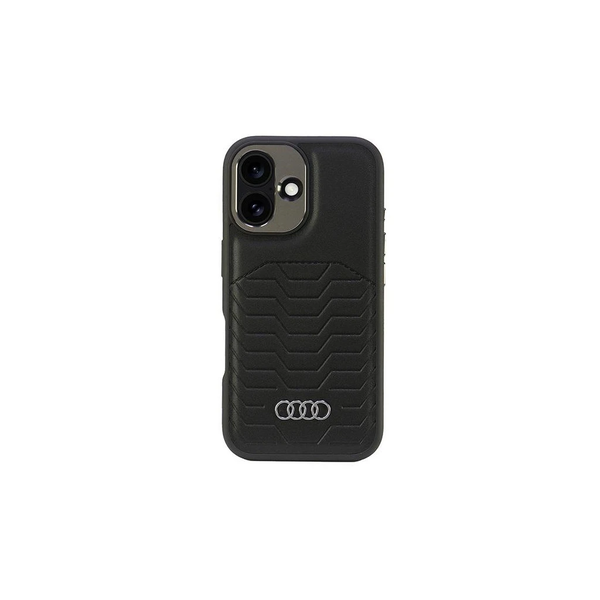 Audi Synthetic Leather MagSafe iPhone 16 Plus 6.7 készülékhez fekete kemény tok AU-TPUPCMIP16M-GT/D3-BK