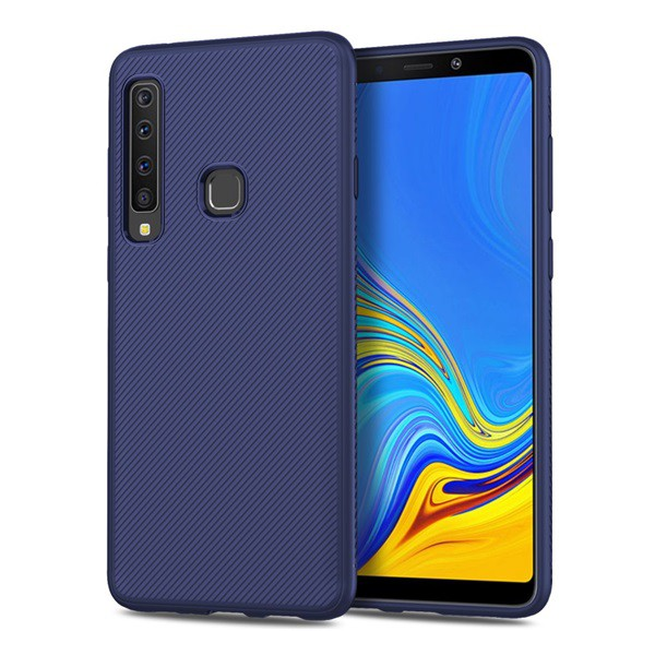 Szilikon telefonvédő (közepesen ütésálló, csíkos minta) SÖTÉTKÉK [Samsung Galaxy A9 (2018) SM-A920] (5996457824014)
