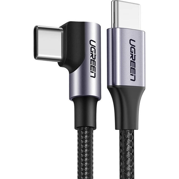 Ugreen US255 USB-C to USB-C cable, 3m, 60W, angled (black)